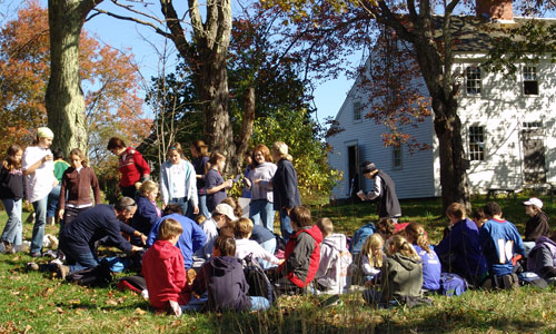 Kids on a tour of Pettengill Farm