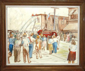 Painting of Freeport fire